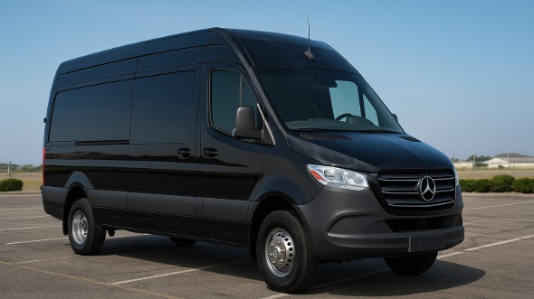 Exterior of Charter Bus Company Elizabeth's 14 Passenger Sprinter Limousine in Elizabeth