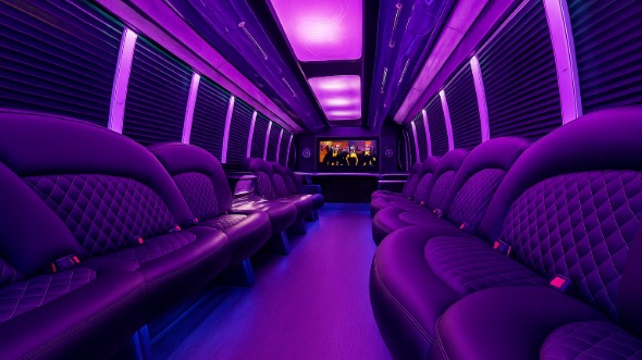 Interior of Charter Bus Company Harrisburg's 25 Passenger Party Bus in Harrisburg