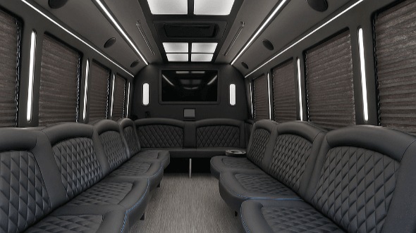 Interior of Charter Bus Company New York's 28 Passenger Party Bus in New York